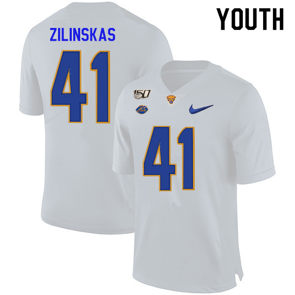 2019 Youth #41 Jake Zilinskas Pitt Panthers College Football Jerseys Sale-White